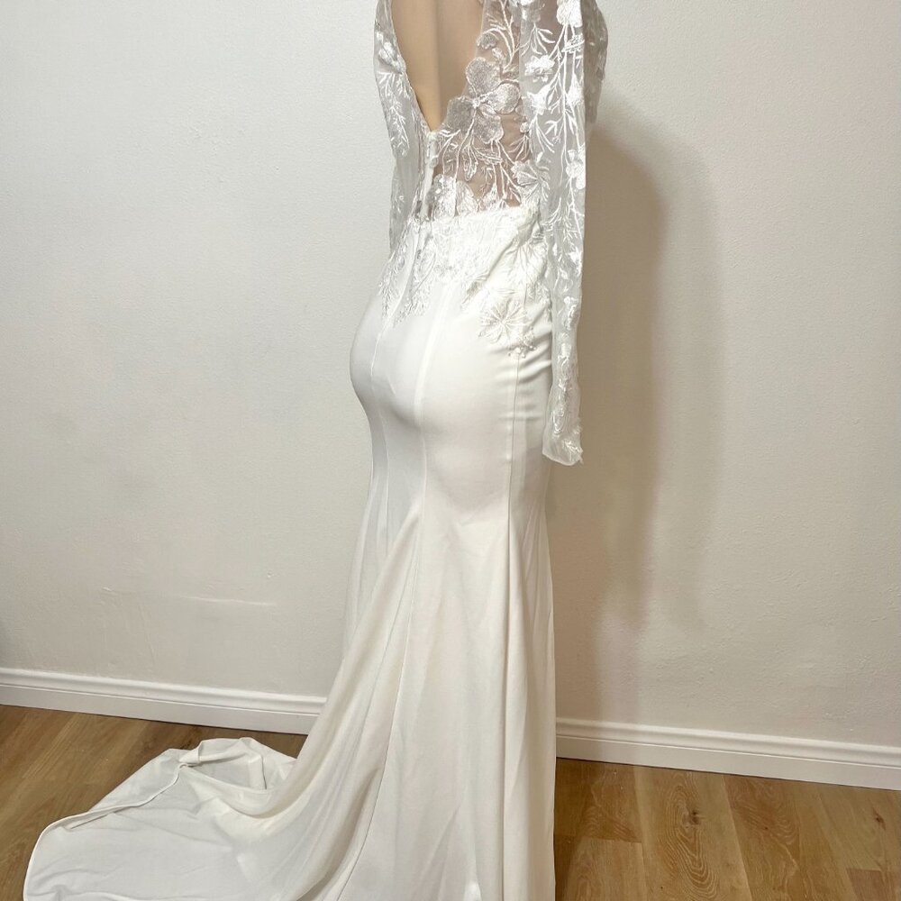 Lulus Wedding Eternity With You White Lace Long Sleeve Dress Size 2 - Picture 6 of 15